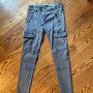 Zara Women- premium denim collection/ skinny cargo pant/ Size: 4/ gray